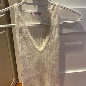 Sparkly Ivory Ribbed Knit Top